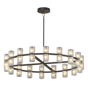 Modern Black Crystal Ring Chandelier 36-Light Luxury Ceiling Light