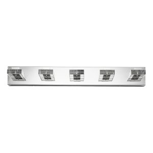 Modern 5-light white bathroom vanity light White linear vanity light above bathroom mirror Five-light bathroom wall light Modern bathroom mirror lighting fixture White vanity light for master bathroom Contemporary linear bathroom wall light Bathroom vanity light product dimensions Five-light vanity fixture detail view Modern mirror light for dressing room Cozy Home Lighting white vanity light