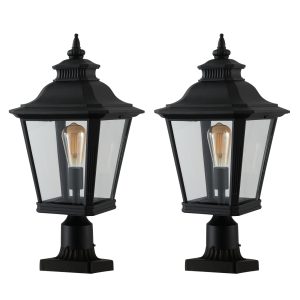 Modern double head outdoor post light black waterproof garden lamp