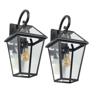 2 Pack Outdoor Wall Lanterns Black Waterproof Exterior Lights
