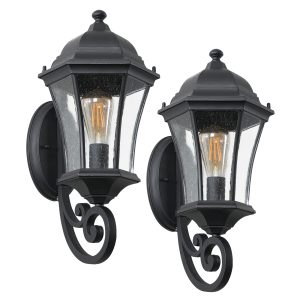 Traditional Double Outdoor Wall Lantern Black Waterproof Exterior Light