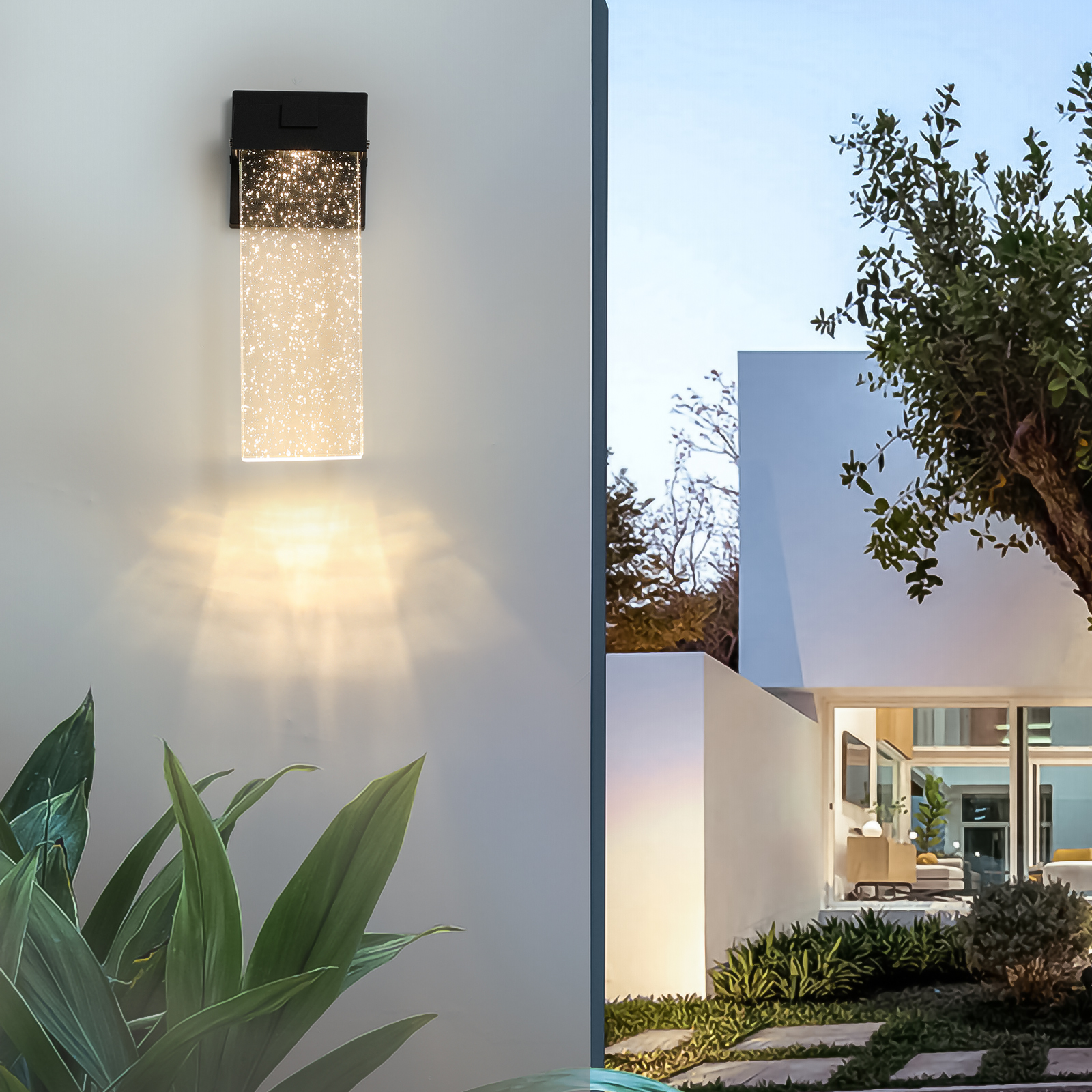 Modern Double LED Outdoor Wall Sconce Black Waterproof Exterior Light - Image 3