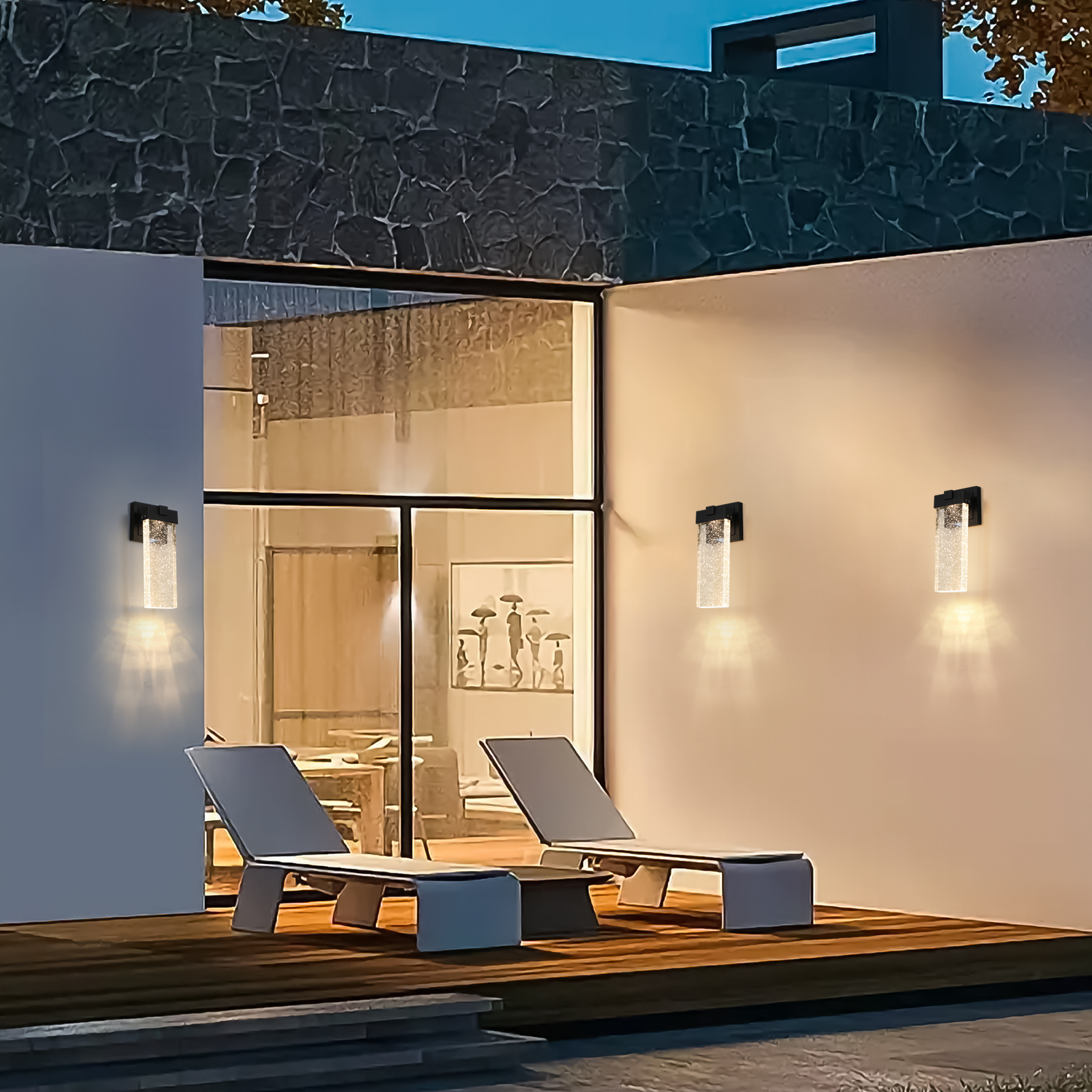 Modern Double LED Outdoor Wall Light Black Waterproof Exterior Sconce - Image 4