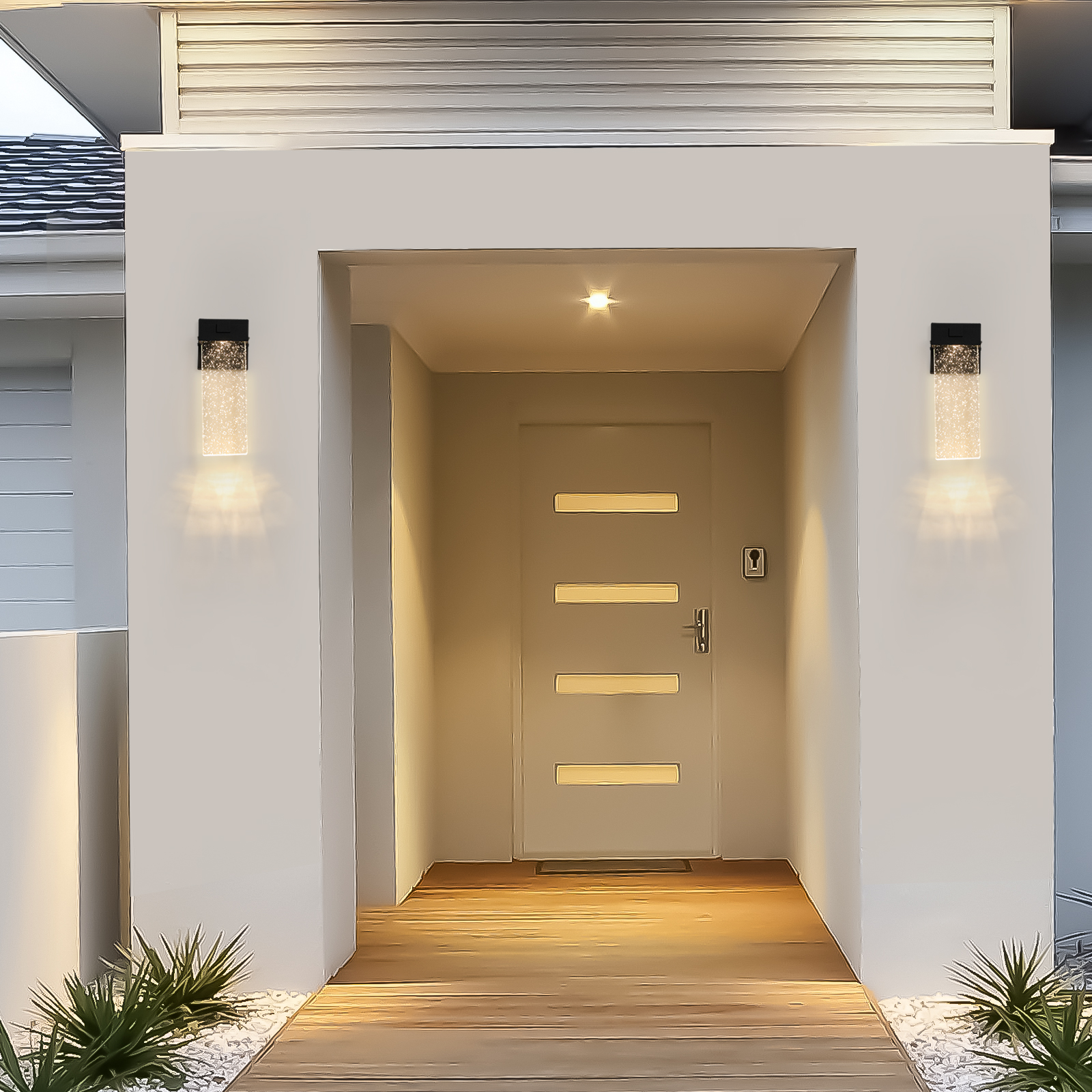 Modern Double LED Outdoor Wall Light Black Waterproof Exterior Sconce - Image 5