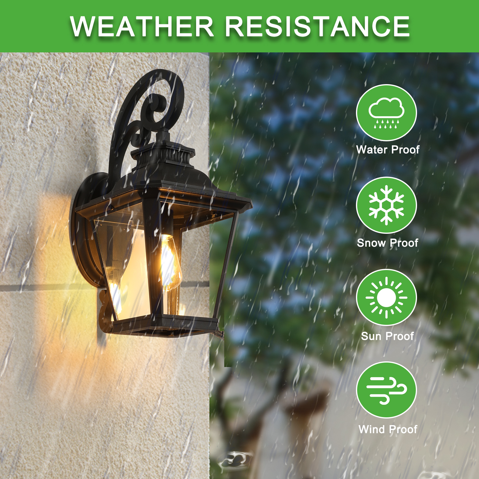 Modern Outdoor Wall Light Black Exterior Sconce Waterproof Garden Lighting - Image 9