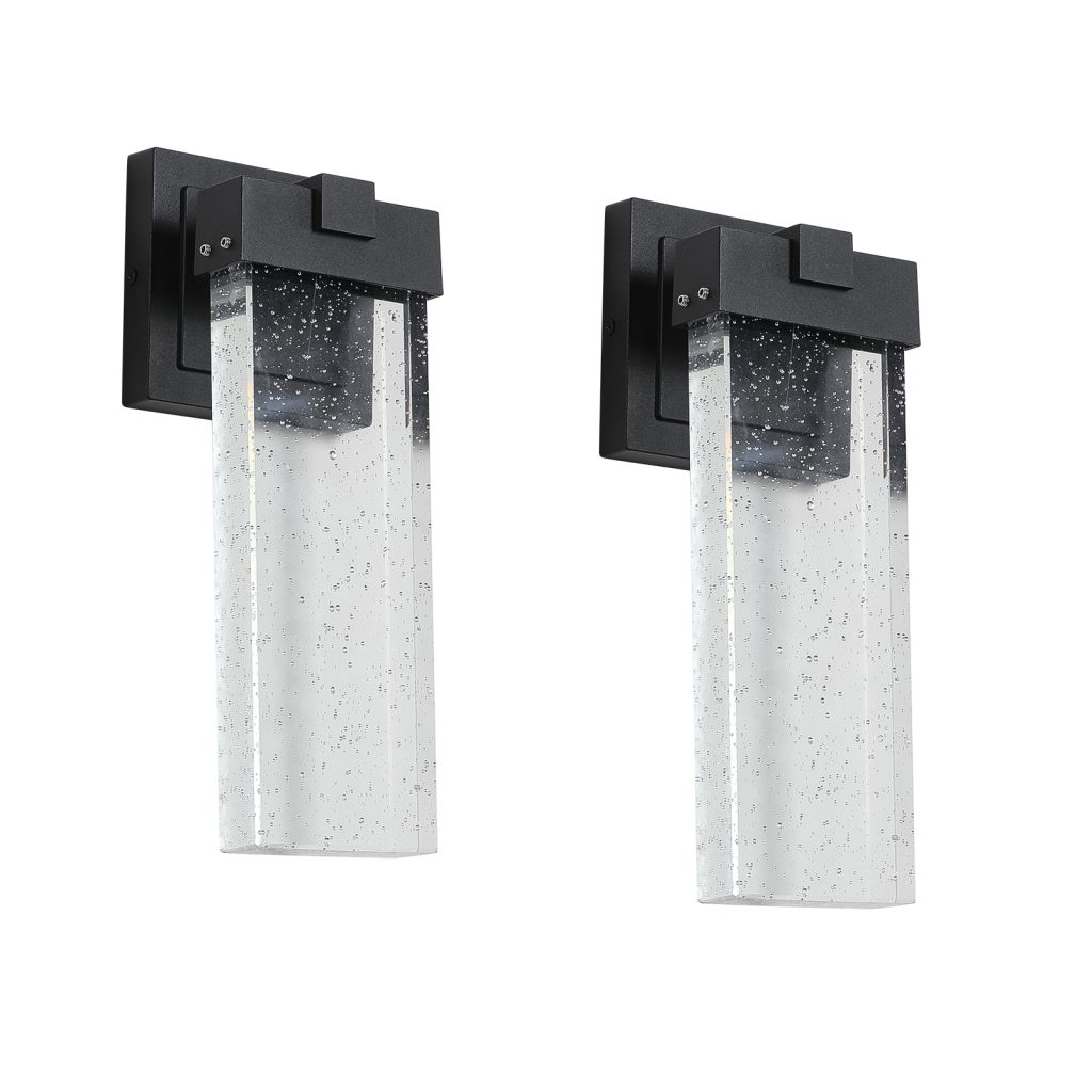Modern Double LED Outdoor Wall Light Black Waterproof Exterior Sconce
