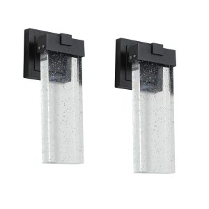 Modern Double LED Outdoor Wall Light Black Waterproof Exterior Sconce