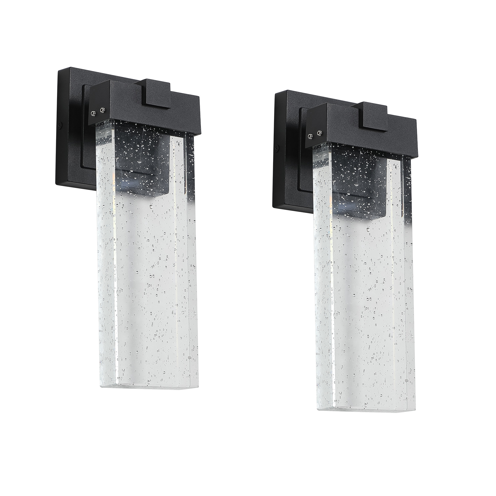 Modern Double LED Outdoor Wall Sconce Black Waterproof Exterior Light