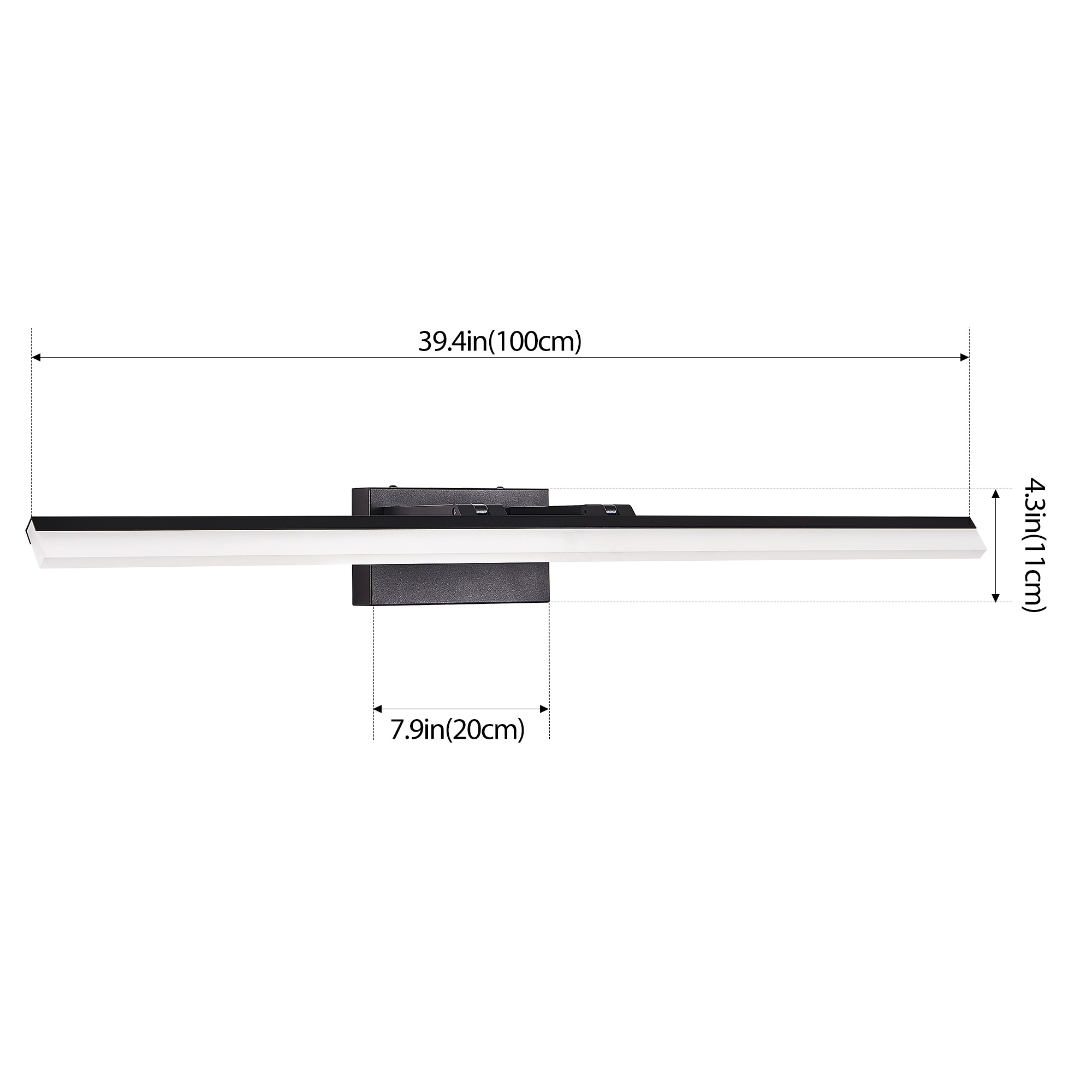 49 Inch LED Bathroom Vanity Light – Modern Black Mirror Wall Light - Image 10
