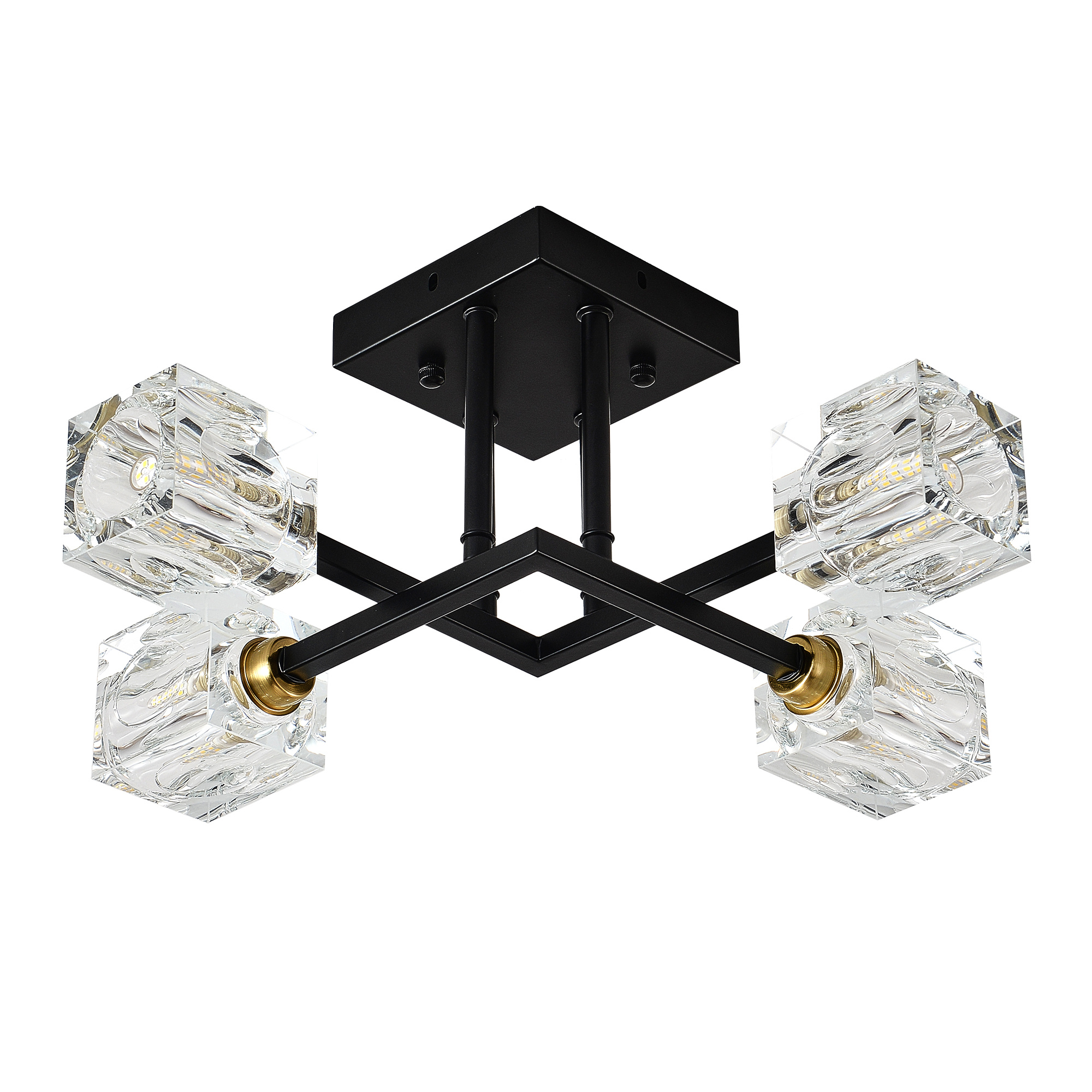 Crystal Ceiling Light – 4-Light Modern Black Flush Mount Fixture - Image 6