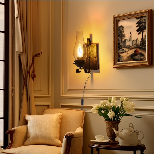 Plug In Wall Sconces Set of 2 – Rustic Black Gold Glass Lights - Image 3