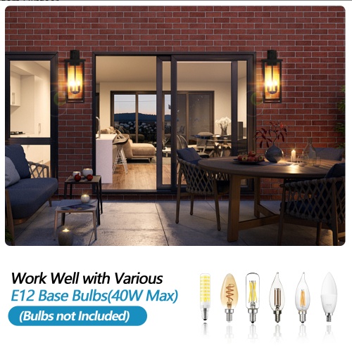 Outdoor Wall Lantern – 26 Inch Black Metal Glass Porch Light - Image 4
