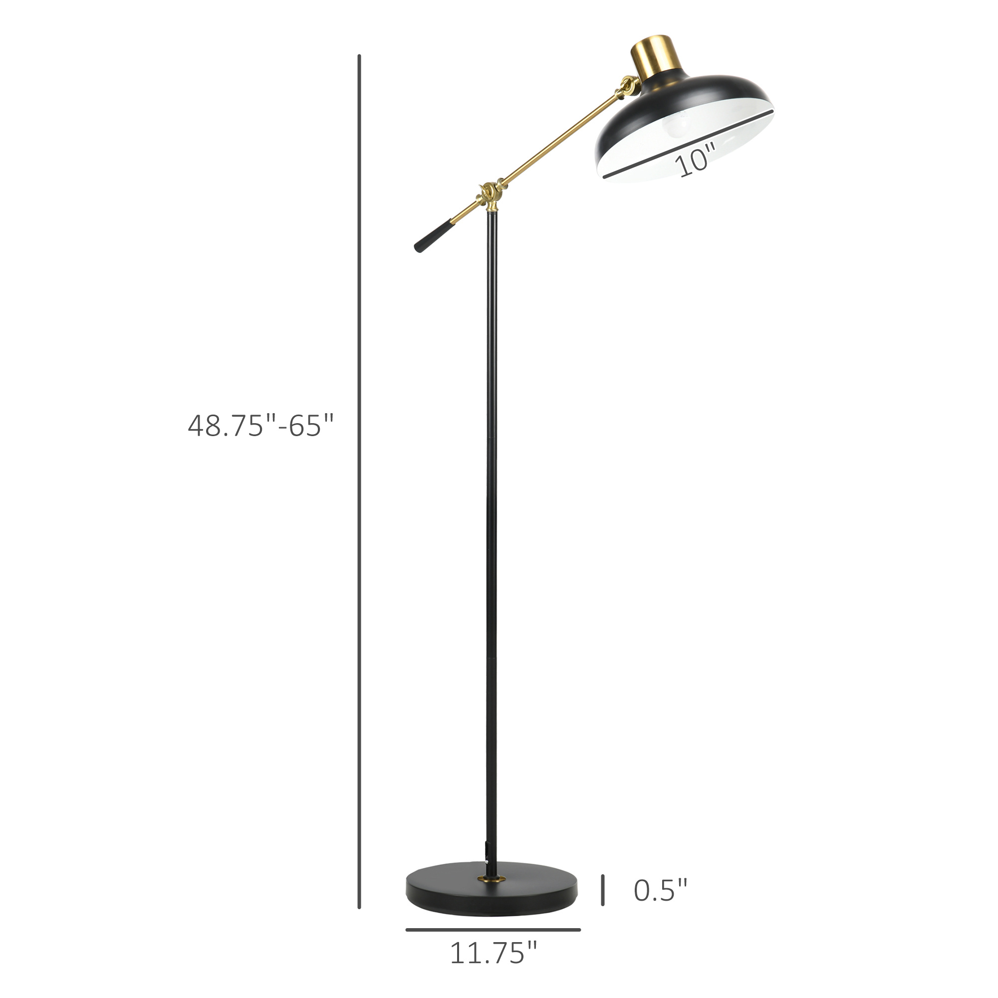 Adjustable Floor Lamp – Black & Gold Swing Arm Standing Lamp - Image 7