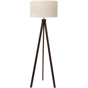 Tripod Floor Lamp – Wooden Standing Lamp with Linen Shade