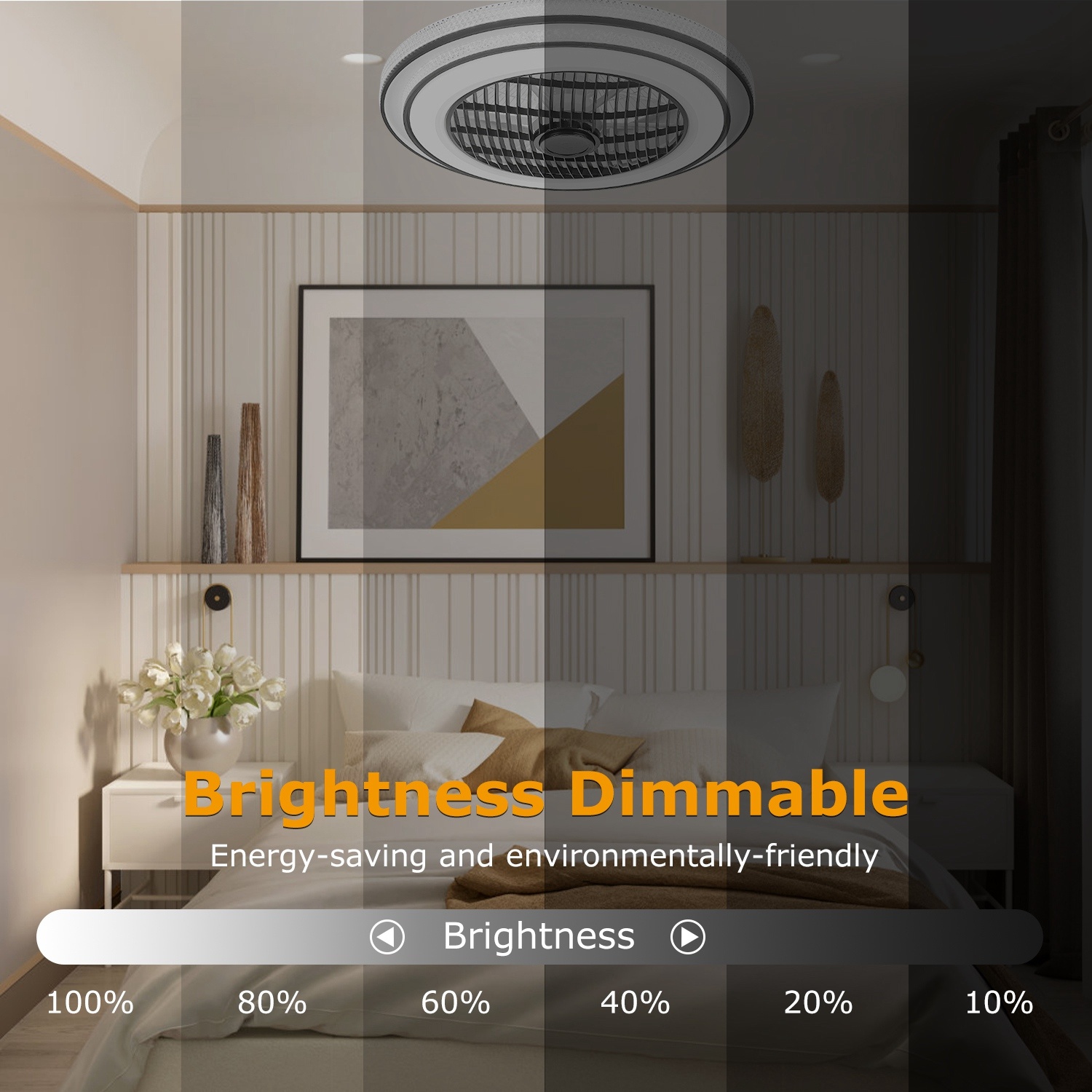 LED Ceiling Fan with Light – Smart Dimmable Flush Mount Fan - Image 6