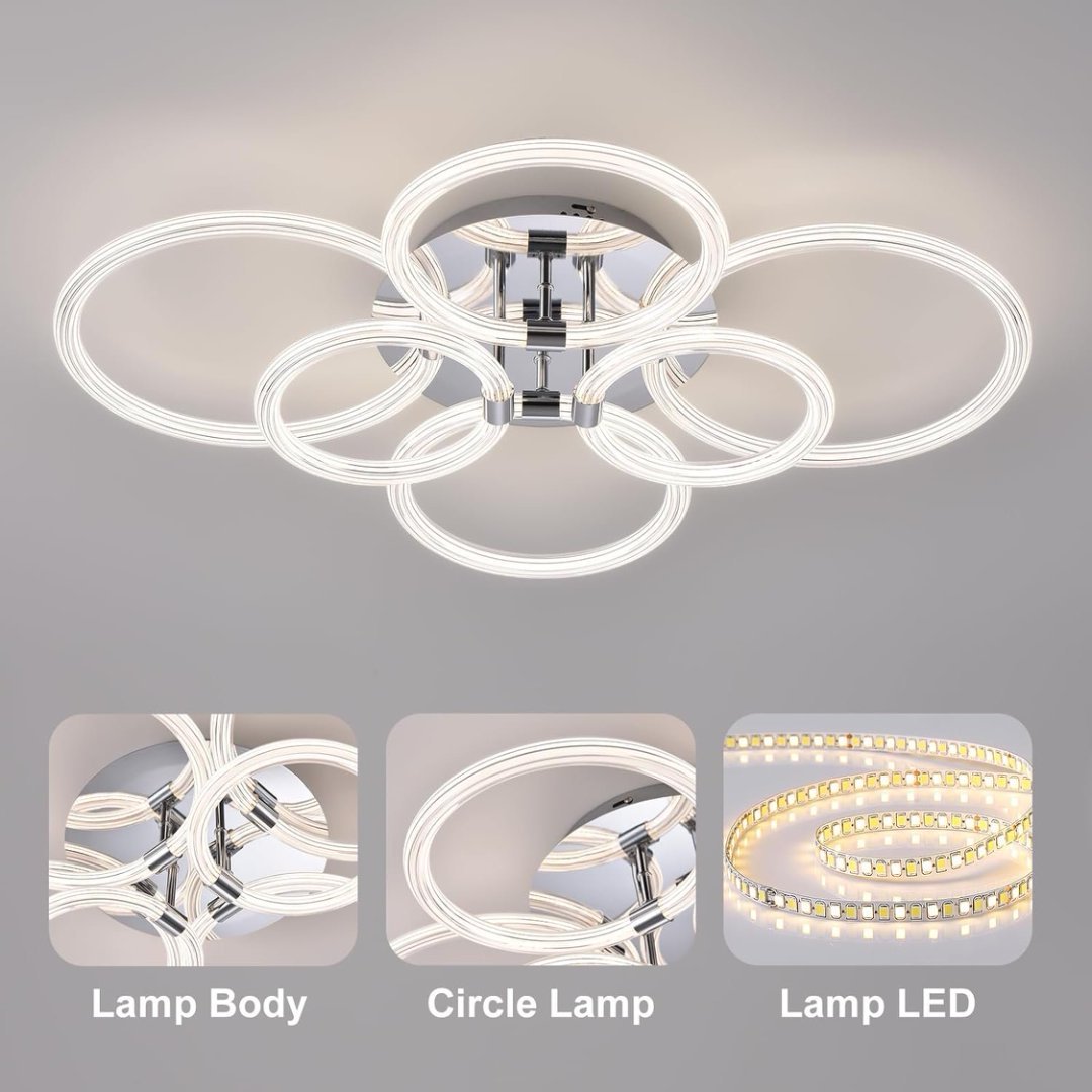 LED Flush Mount Ceiling Light with Dimmable Remote Control - Image 2