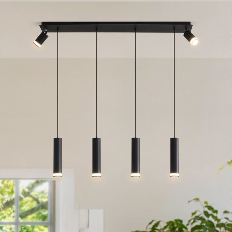 Angelina 6 - Light Matte Black Kitchen Island Pendant No Bulb