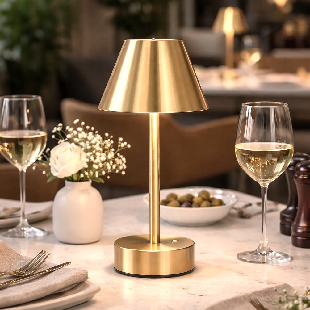 Elegance Rechargeable LED Table Lamp Plated Brass LED Touch Switch - Image 4