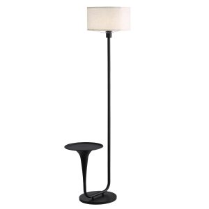 Floor Lamp with Table – Modern Standing Lamp with Fabric Shade