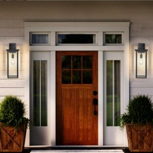 Outdoor Wall Lanterns Set of 2 – 20 Inch Black Porch Lights