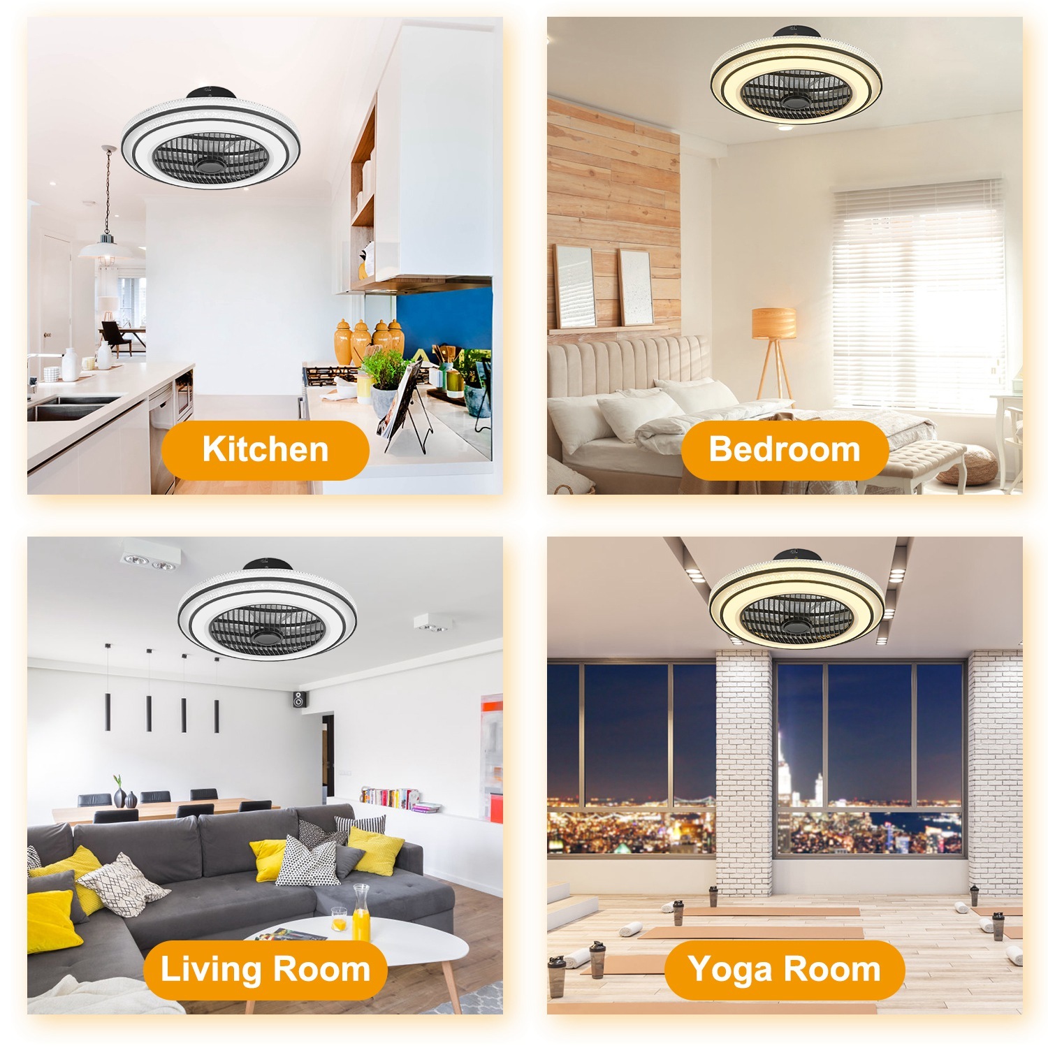 LED Ceiling Fan with Light – Smart Dimmable Flush Mount Fan - Image 2