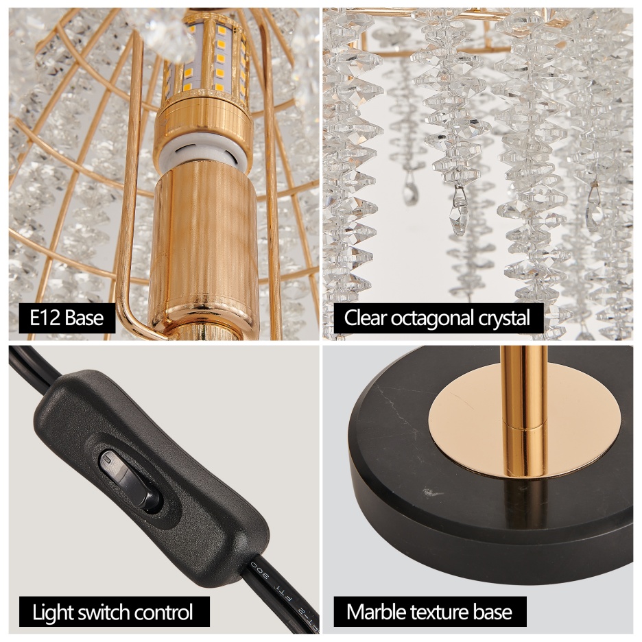 Crystal Table Lamp – Gold Bedside Lamp with Crystal Shade - Image 5