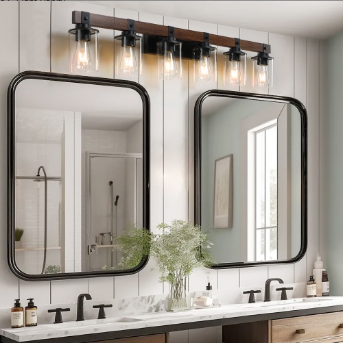 6 Light Bathroom Vanity Light – 42 Inch Rustic Wall Sconce - Image 3