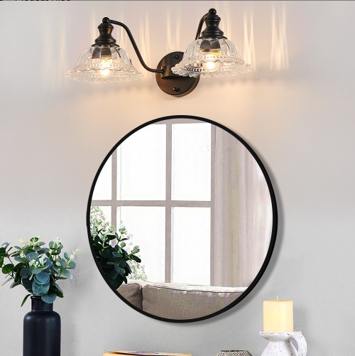 2 Light Bathroom Vanity Light – Black Glass Wall Sconce - Image 6