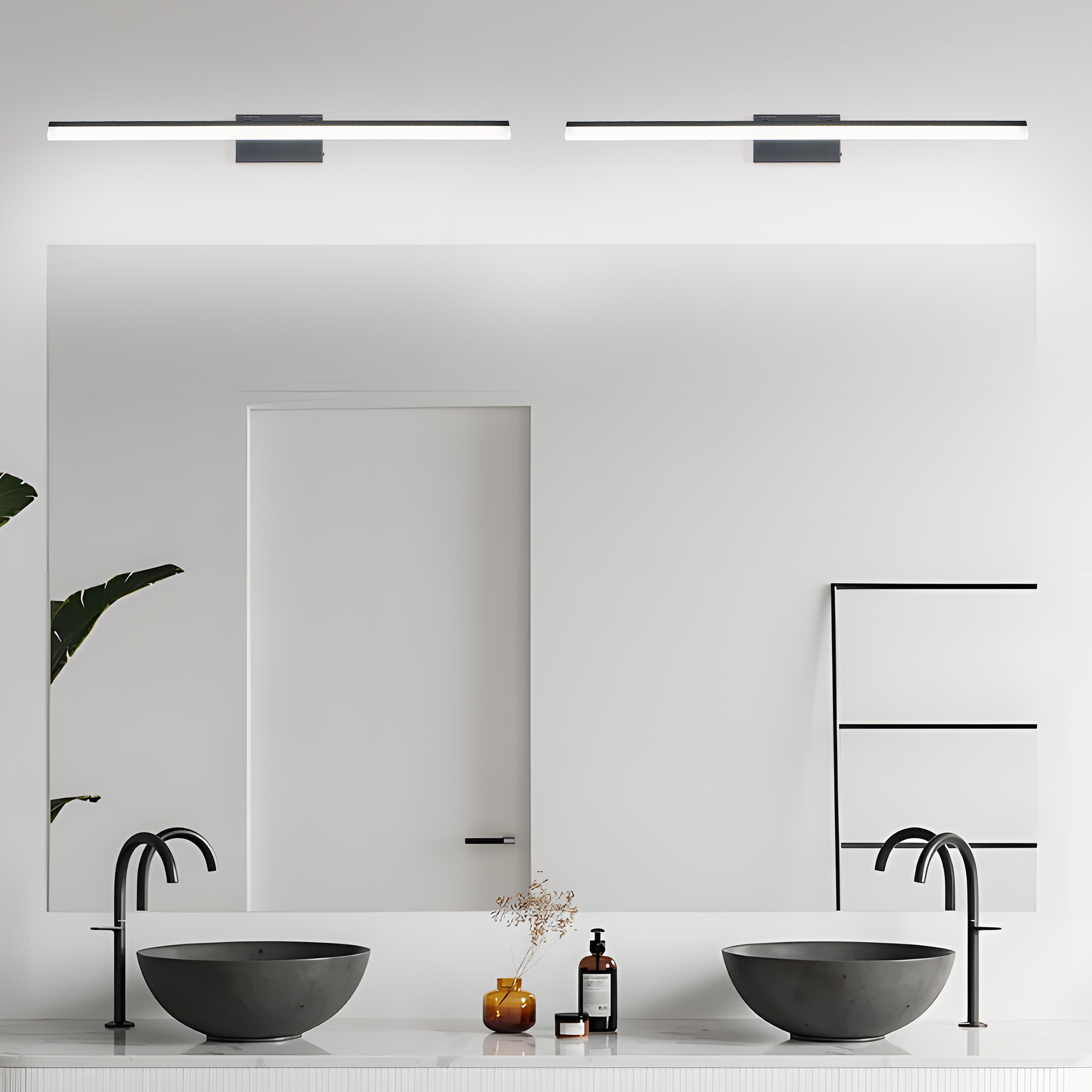 49 Inch LED Bathroom Vanity Light – Modern Black Mirror Wall Light - Image 9