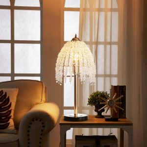 Crystal Table Lamp – Gold Bedside Lamp with Crystal Shade