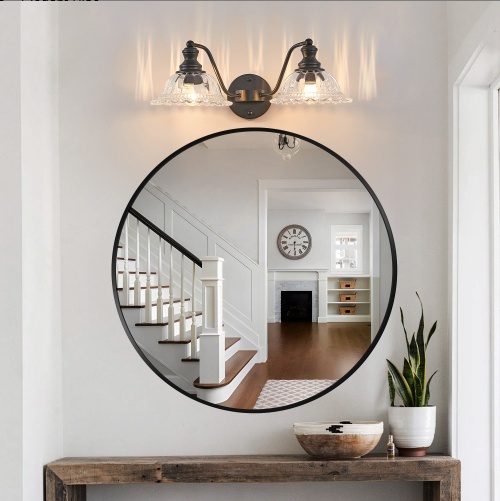 2 Light Bathroom Vanity Light – Black Glass Wall Sconce - Image 8