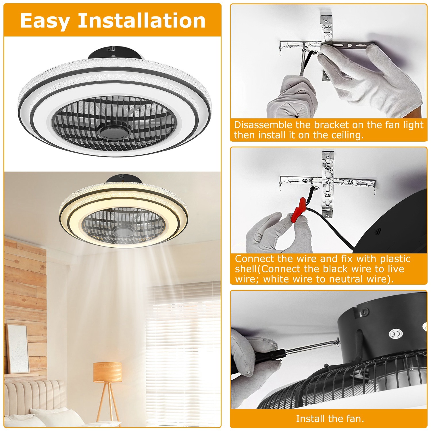 LED Ceiling Fan with Light – Smart Dimmable Flush Mount Fan - Image 10