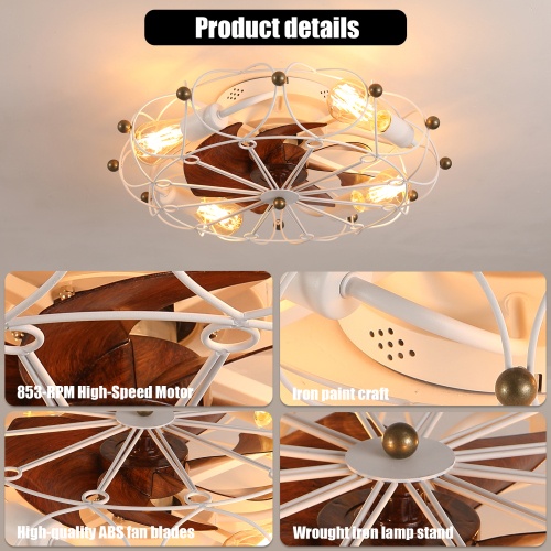 Caged Ceiling Fan with Light – Industrial Flush Mount Fan - Image 8