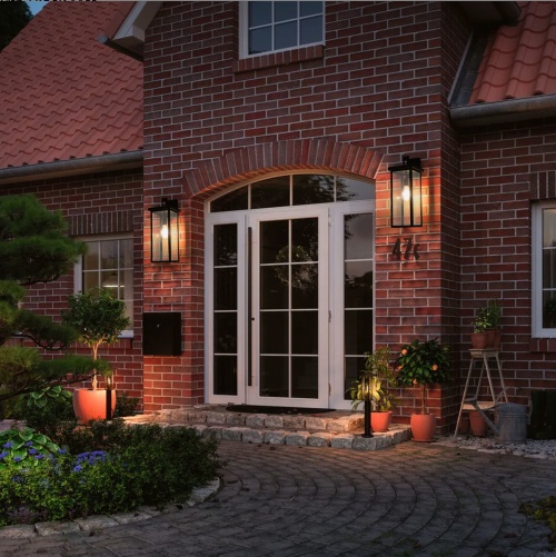 Outdoor Wall Lanterns – Set of 2 Black Metal Porch Lights - Image 7