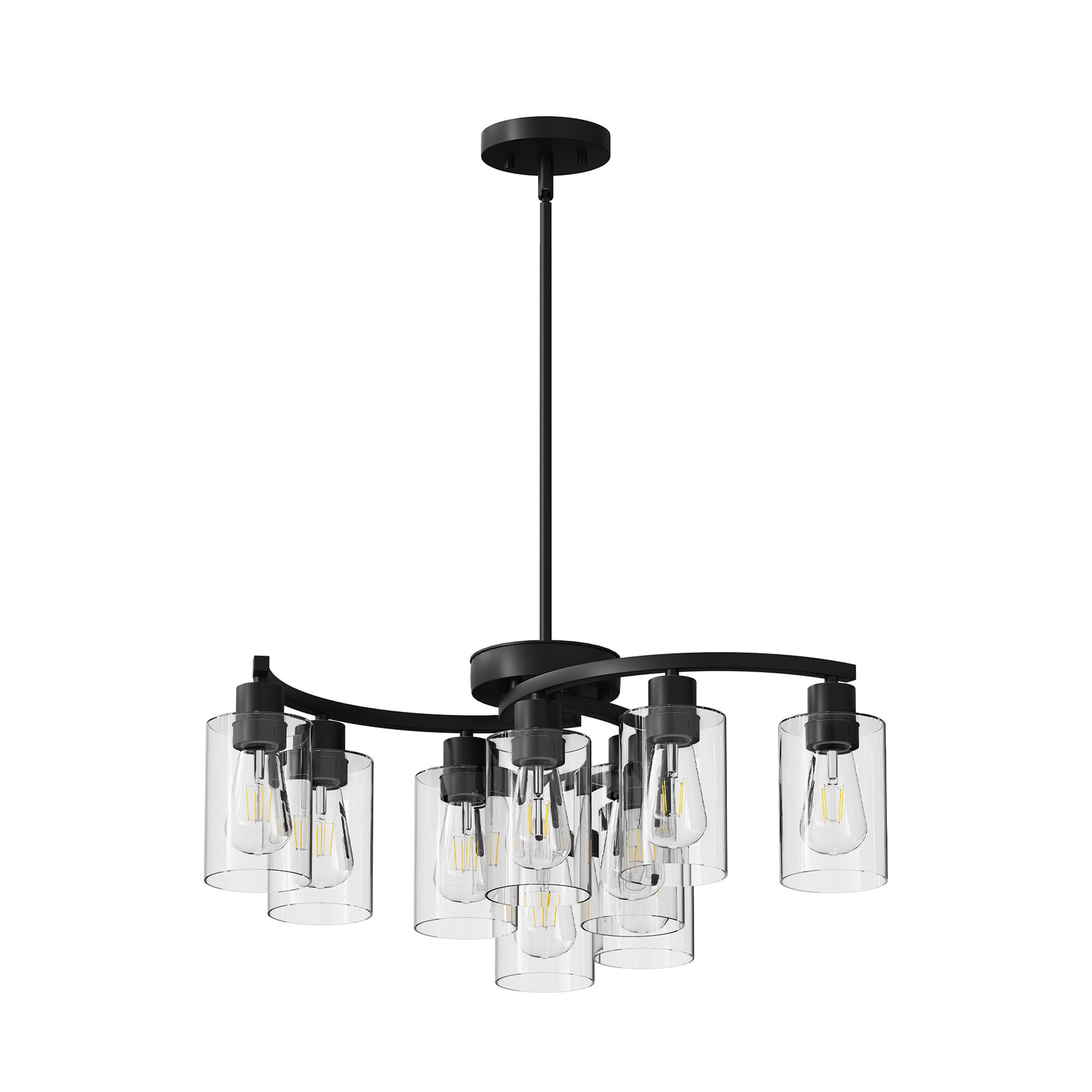 9 Light Chandelier – Modern Black Glass Shade Dining Room Light - Image 5