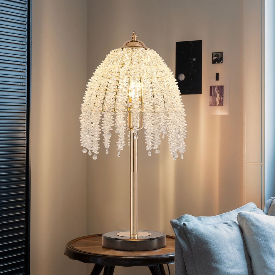 Crystal Table Lamp – Gold Bedside Lamp with Crystal Shade - Image 2