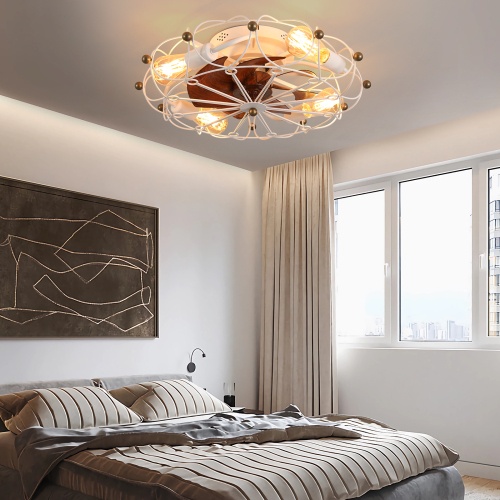 Caged Ceiling Fan with Light – Industrial Flush Mount Fan - Image 9