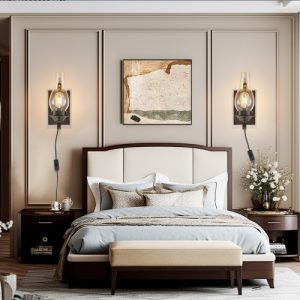 Plug In Wall Sconces – Set of 2 Rustic Farmhouse Lights