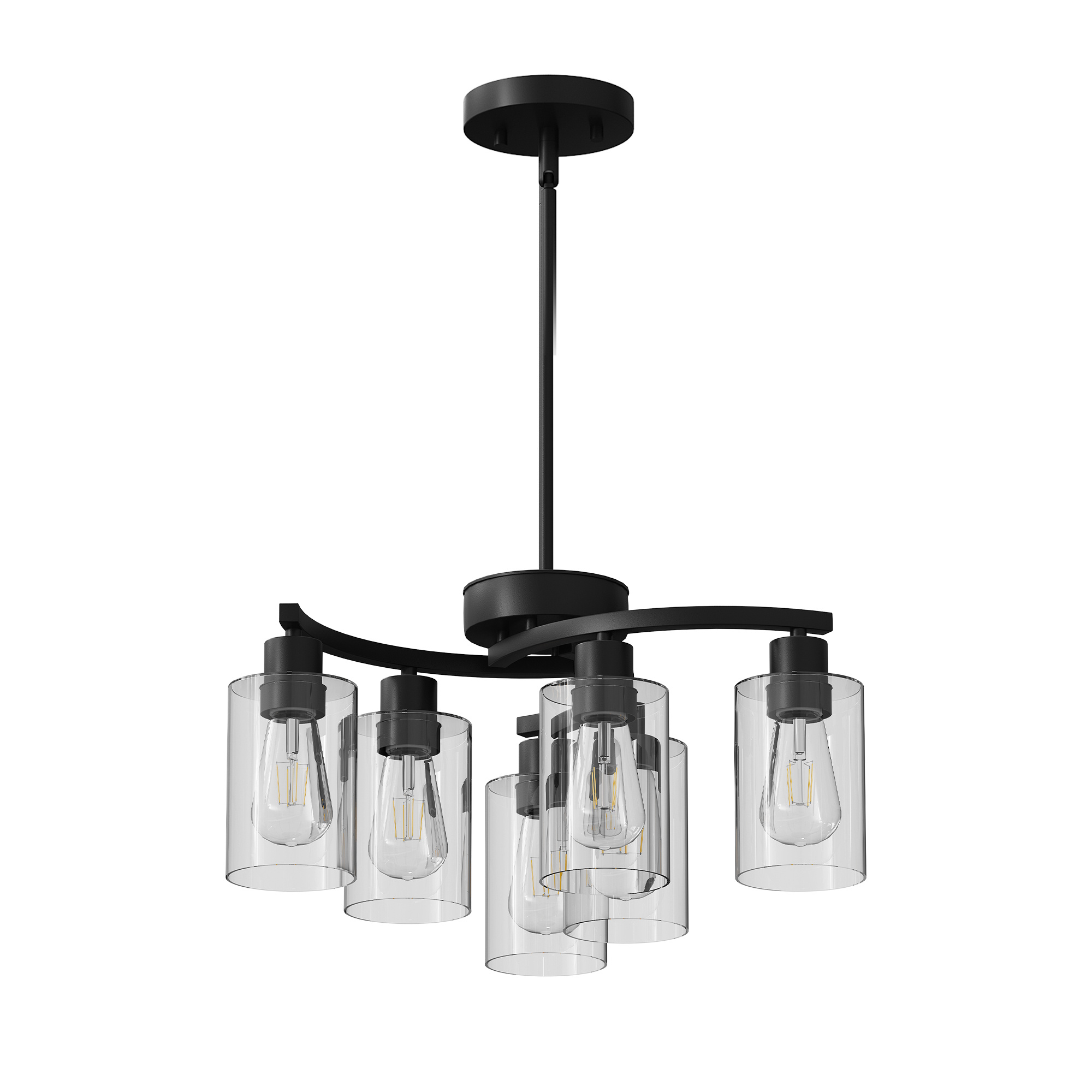 6 Light Black Chandelier – Modern Farmhouse Glass Dining Room Light - Image 5