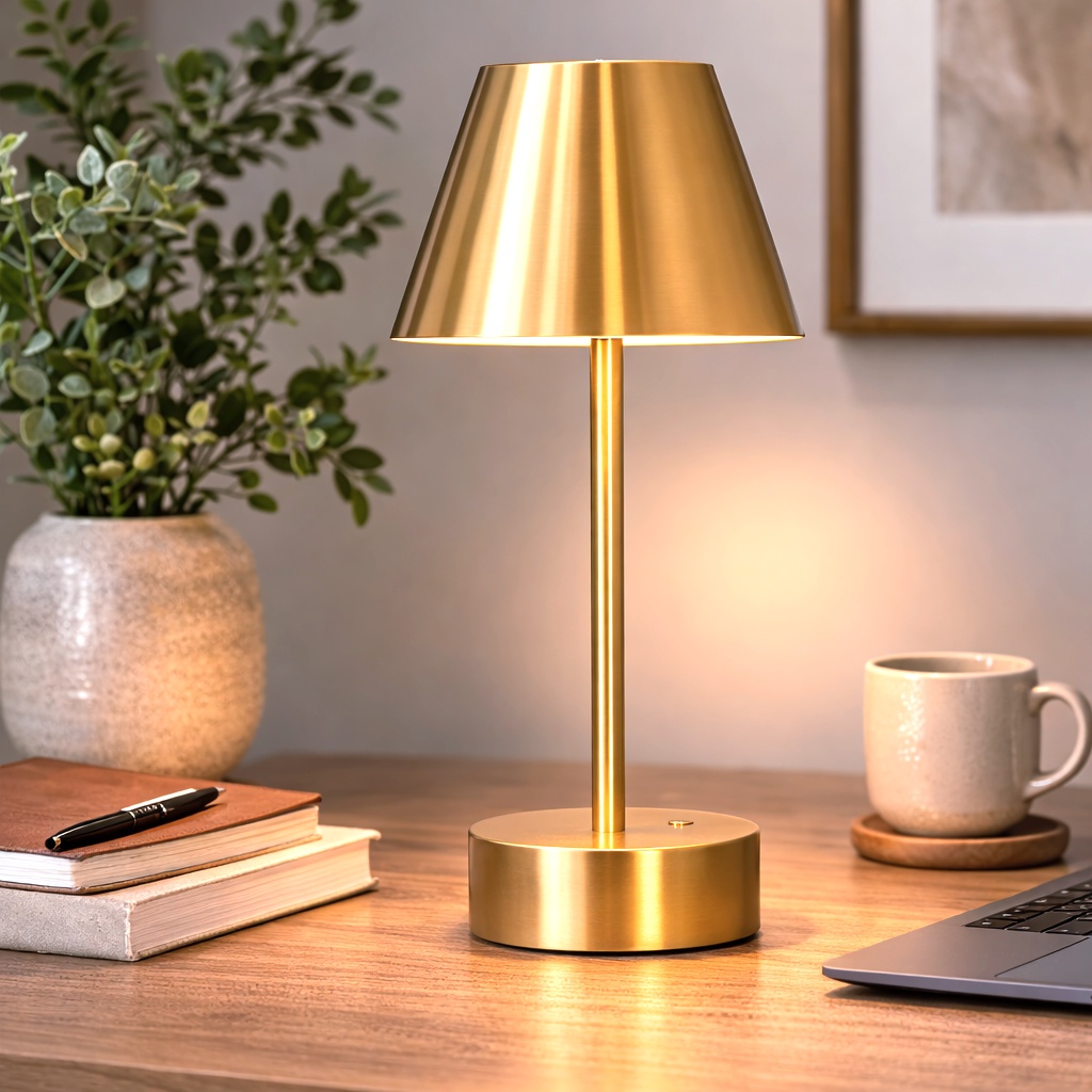 Elegance Rechargeable LED Table Lamp Plated Brass LED Touch Switch - Image 5