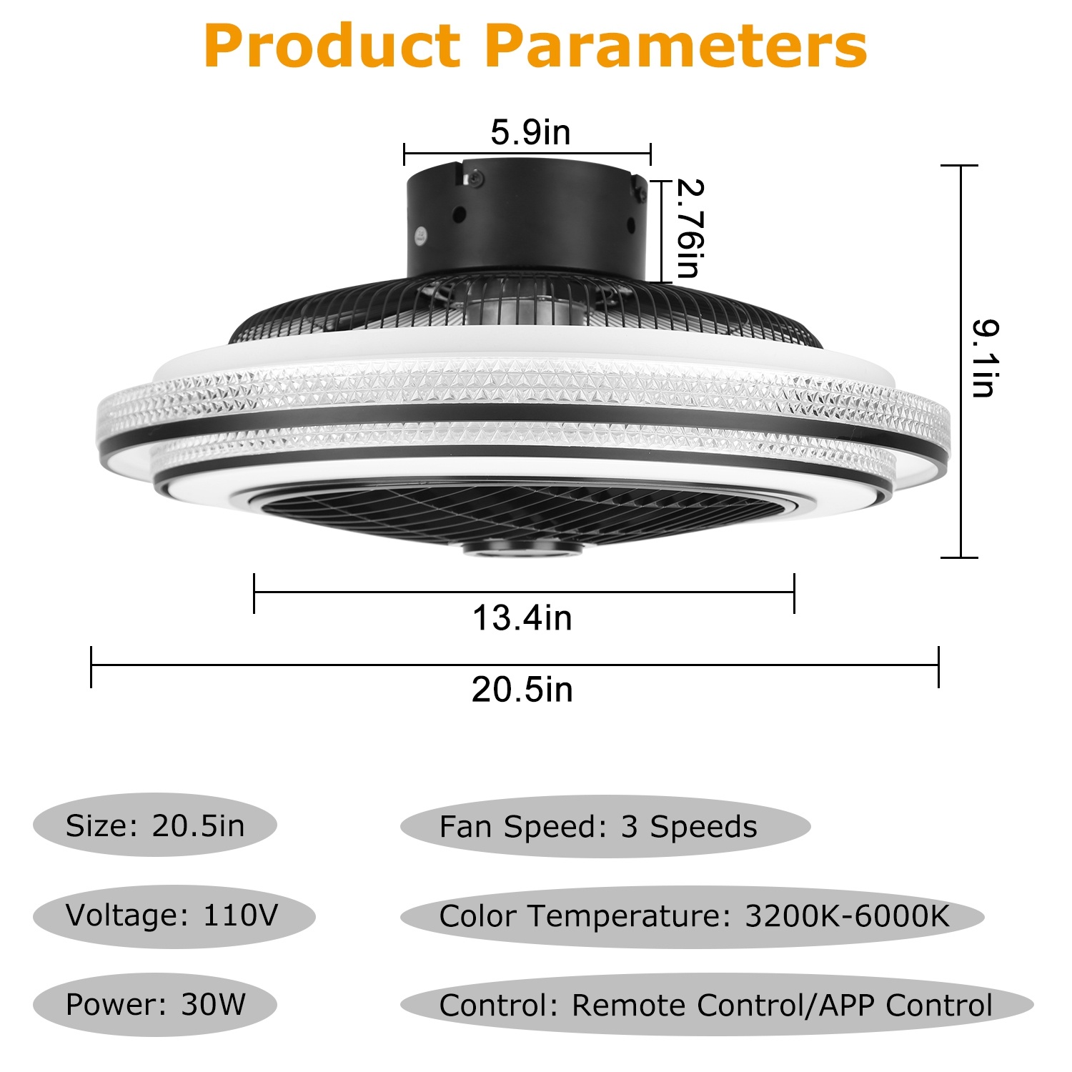 LED Ceiling Fan with Light – Smart Dimmable Flush Mount Fan - Image 7