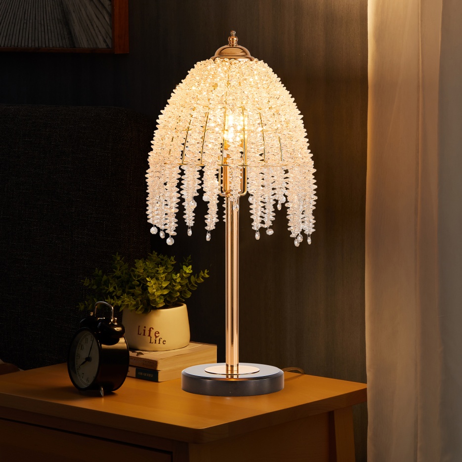 Crystal Table Lamp – Gold Bedside Lamp with Crystal Shade - Image 6