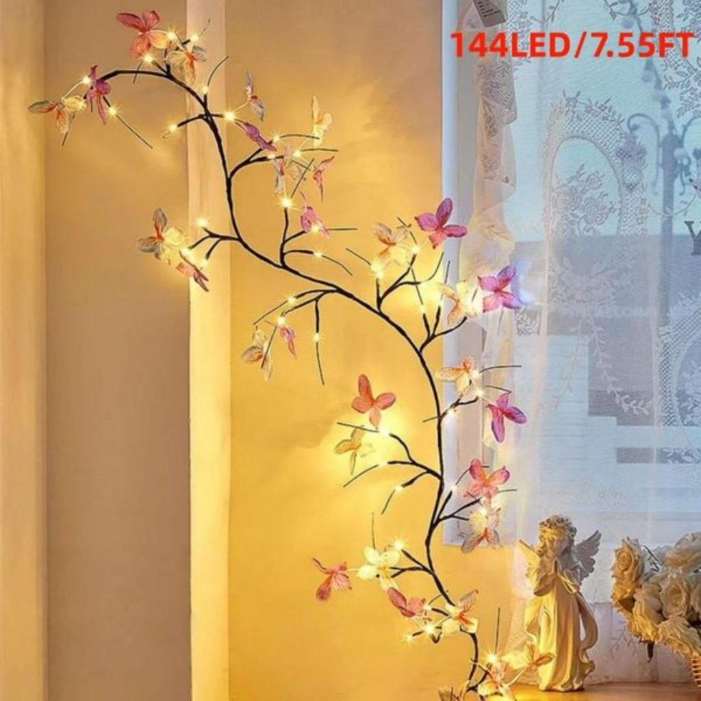 Butterfly LED Wall Light – Decorative Floral Branch Wall Lamp