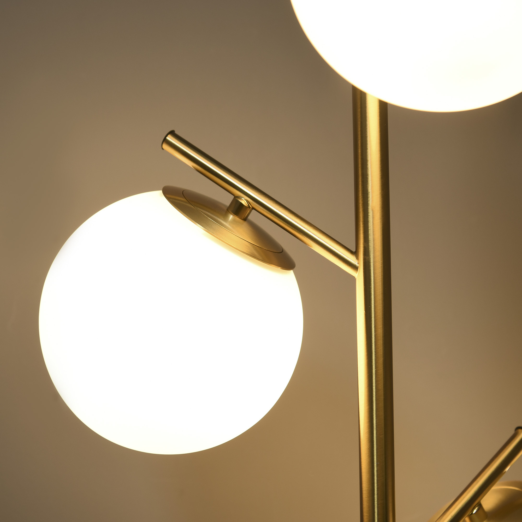 3-Light Floor Lamp – Gold Standing Lamp with Glass Shades - Image 8