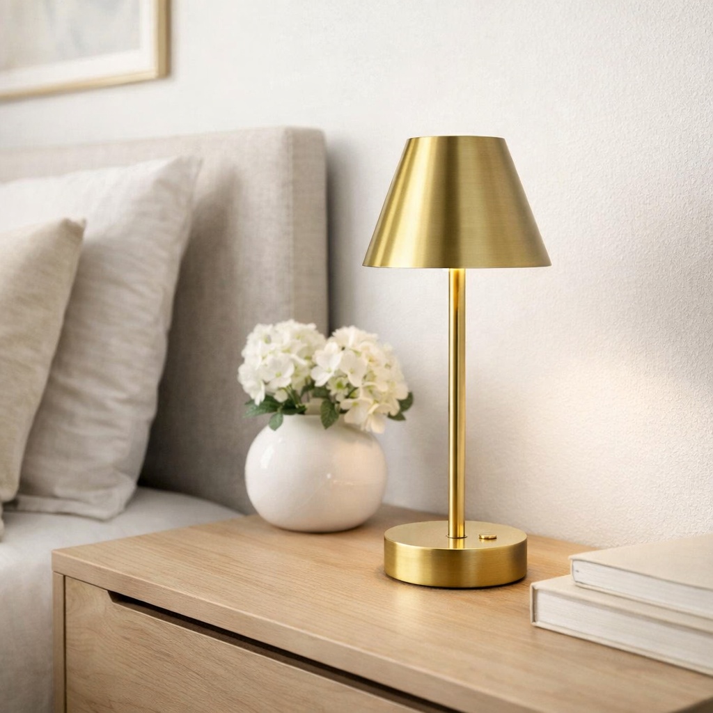 Elegance Rechargeable LED Table Lamp Plated Brass LED Touch Switch - Image 3