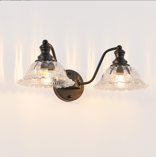 2 Light Bathroom Vanity Light – Black Glass Wall Sconce - Image 9