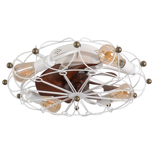 Caged Ceiling Fan with Light – Industrial Flush Mount Fan - Image 2