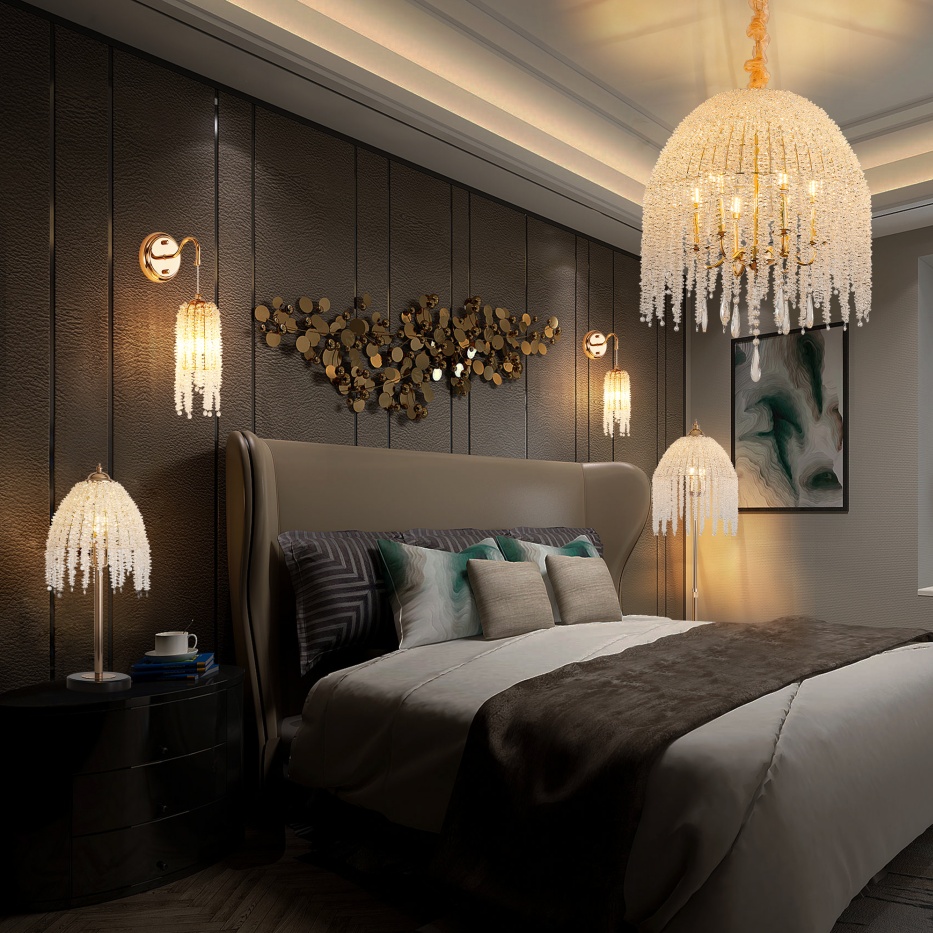 Crystal Table Lamp – Gold Bedside Lamp with Crystal Shade - Image 9