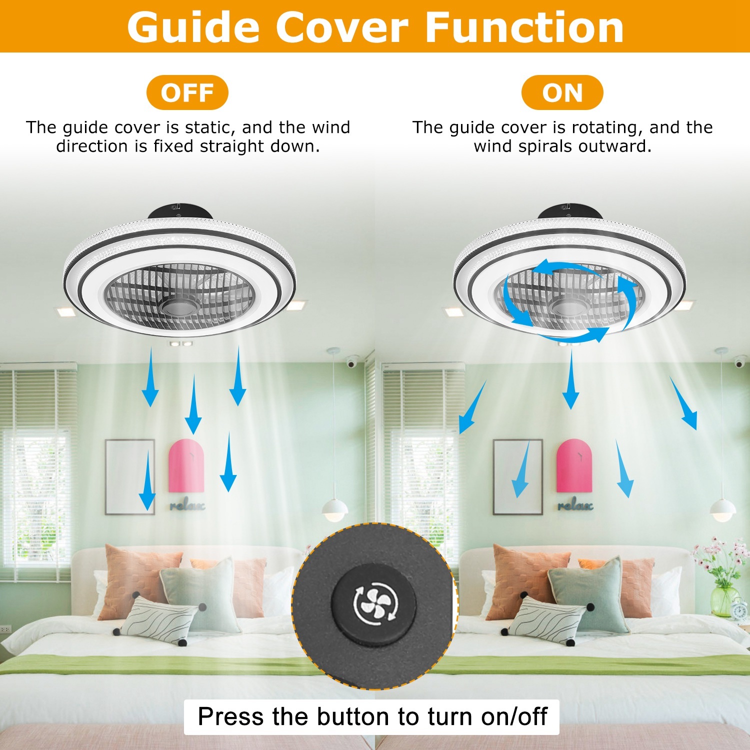 LED Ceiling Fan with Light – Smart Dimmable Flush Mount Fan - Image 3