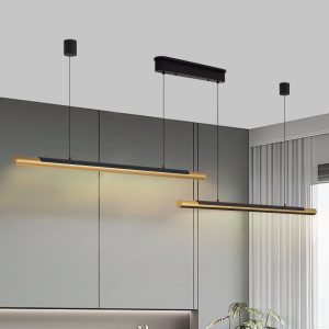 Linear LED Pendant Light – 75 Inch Black and Gold Dual Tube Fixture